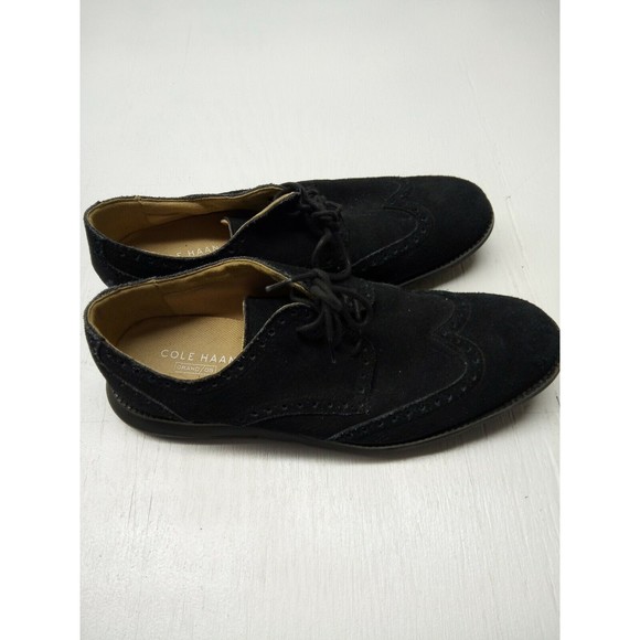 Cole Haan Grand OS Mens Wingtip Oxford Suede Leather Shoes Black Size 10M